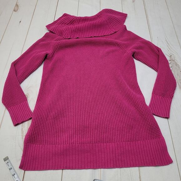 Michael Kors MK oversized magenta knit  turtleneck cowl sweater - Picture 6 of 8